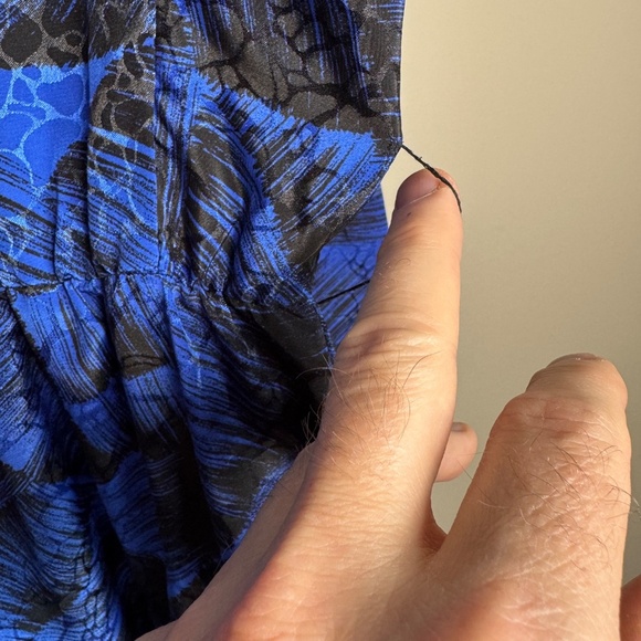 Silhouettes Women's Vintage Satin 1/2 Button Midi Dress Blue/Black 16 Formal 80s - Picture 7 of 16